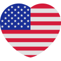 Coeur USA, J'aime l'Amérique, drapeau américain en forme de cœur.