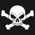 T-shirt pirate à personnaliser soi-même et imprimer en ligne. Crâne pirate et os en croix, dessin original.