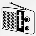 Radio vintage au design annes 70 dessine en tracs pais.