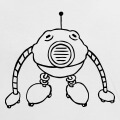 Robot en forme de boule dessin en traits fins.