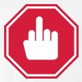Panneau stop humoristique avec un doigt d'honneur en pictogramme.