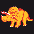 T-shirt tricératops à personnaliser soi-même. Dinosaure dessiné en 2 couleurs contrastées et touches de blanc.