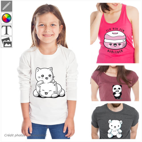 T-shirts kawaii et manga  personnaliser, designs mignons  imprimer en ligne.