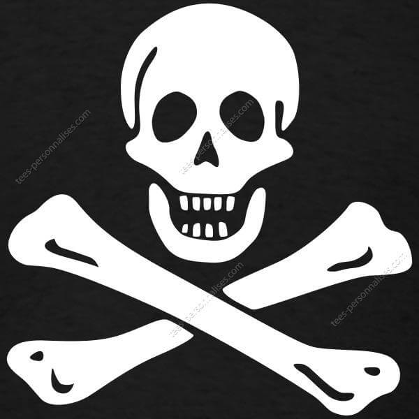 T-Shirt Long - Stanley SKATER Jolly Roger - Drapeau Pirate - Tête de Mort -  Tunetoo