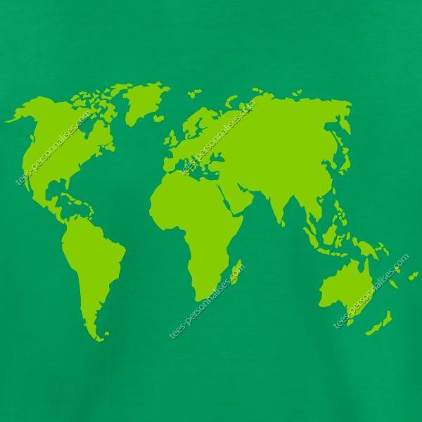 T Shirt Terre Carte Du Monde Une Couleur à Personnaliser