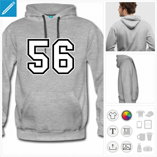 hoodie homme Numro 56  personnaliser, impression unique