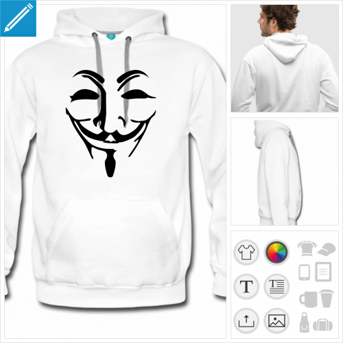 hoodie homme anonymous à personnaliser en ligne
