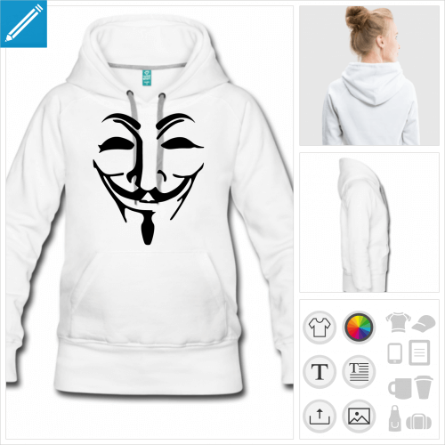 hoodie pour femme anonymous  personnaliser