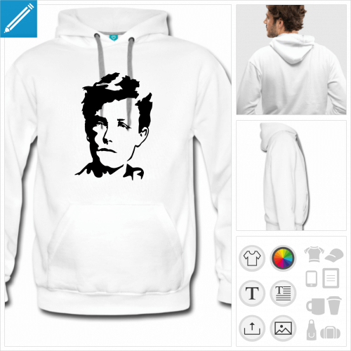 hoodie homme Rimbaud  personnaliser en ligne