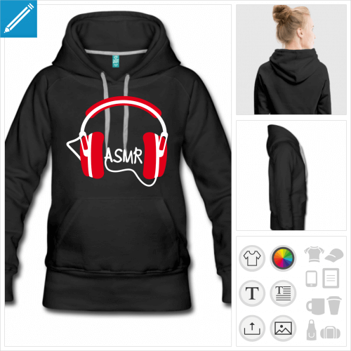 hoodie casque asmr  personnaliser en ligne