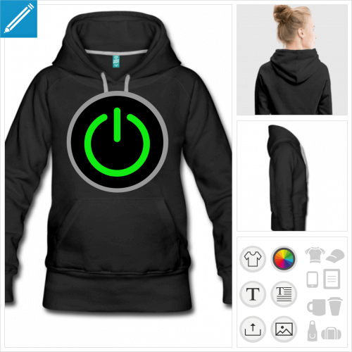 hoodie bouton on personnalisable, impression à l'unité