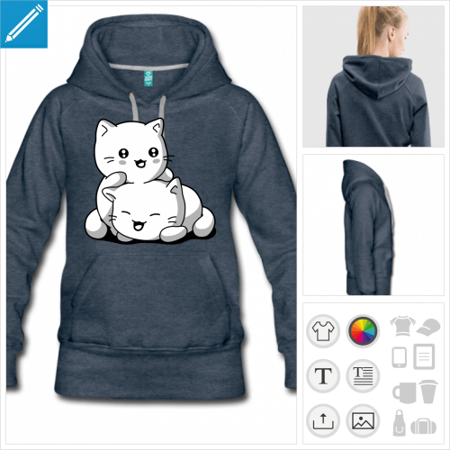 hoodie femme chat à personnaliser et imprimer en ligne