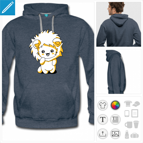 sweat  capuche chaton  personnaliser et imprimer en ligne