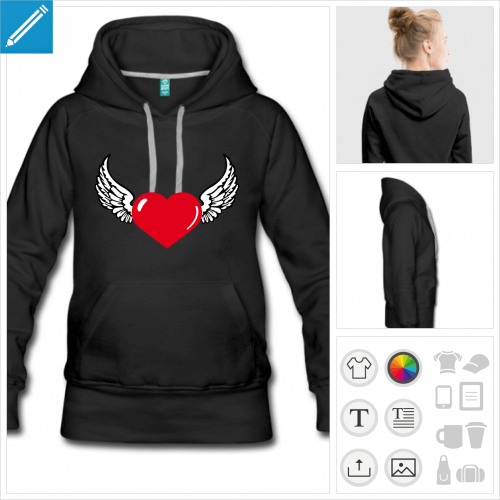 hoodie coeur  personnaliser en ligne