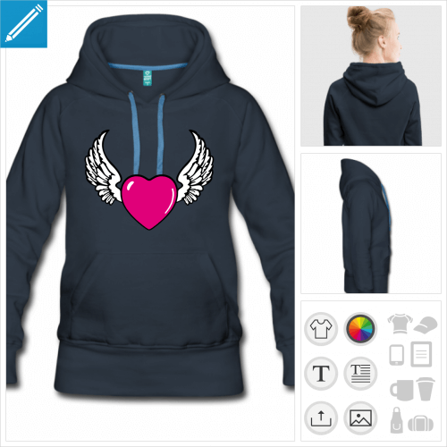 hoodie coeur ail  crer soi-mme