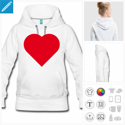 hoodie blanc i love  crer soi-mme