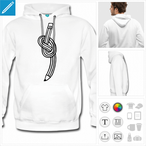 hoodie blanc crayon  personnaliser