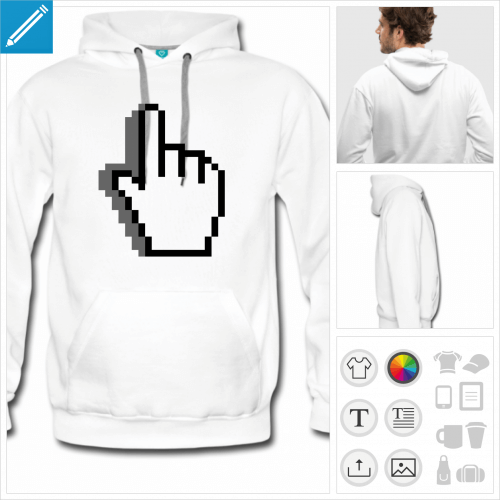 hoodie homme cursor pixels  crer soi-mme