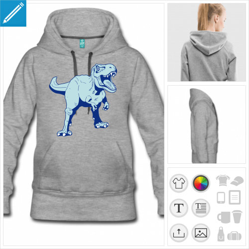 sweat  capuche T-rex  personnaliser en ligne