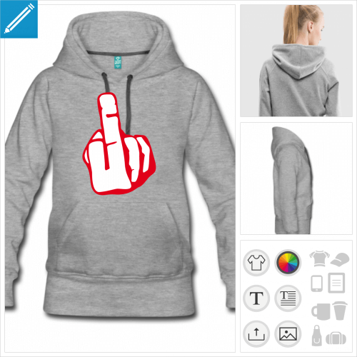 hoodie pour femme doigt personnalisable