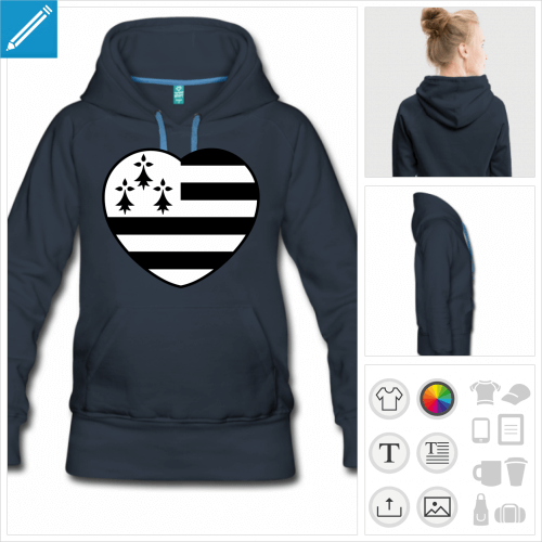 hoodie breton  personnaliser et imprimer en ligne