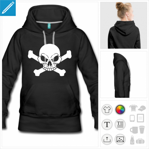 hoodie femme drapeau pirate  imprimer en ligne