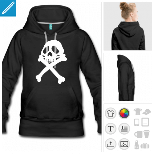 hoodie femme pirate personnalisable