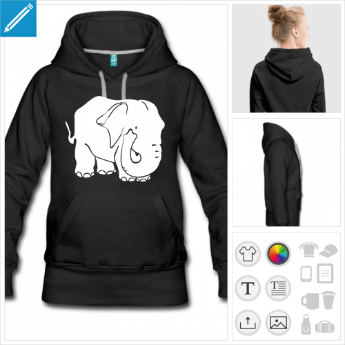 hoodie bleu lphant  personnaliser et imprimer en ligne