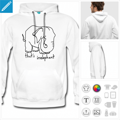 sweat homme elephant  personnaliser