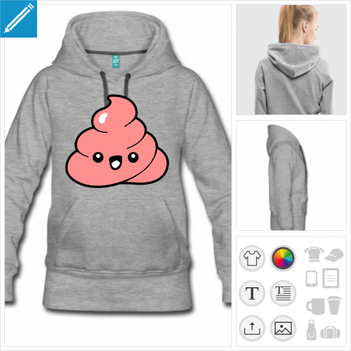 sweat  capuche emoji kawaii  personnaliser et imprimer en ligne