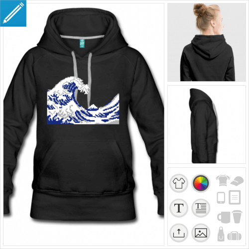 hoodie femme pixel art  imprimer en ligne