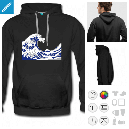 hoodie homme hokusai  personnaliser