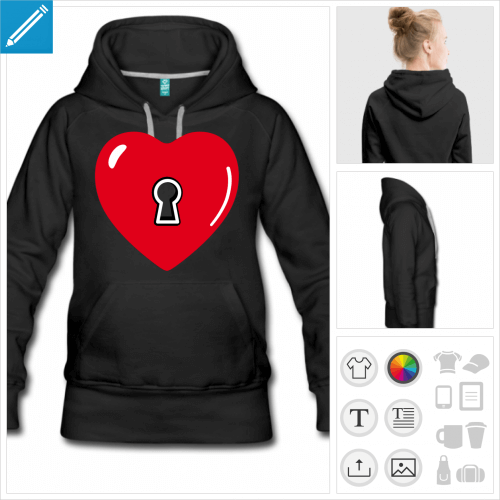 hoodie femme amour  personnaliser en ligne