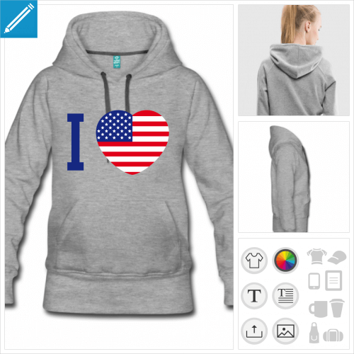 sweat-shirt gris usa  imprimer en ligne