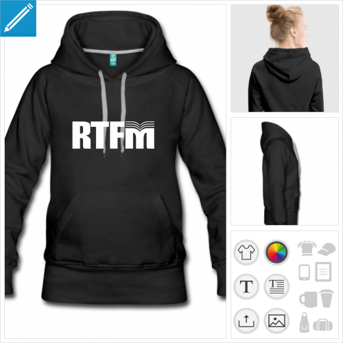 hoodie femme rtfm  personnaliser