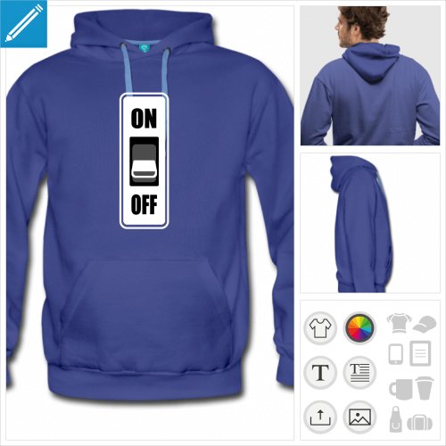 sweat  capuche bouton on off  imprimer en ligne