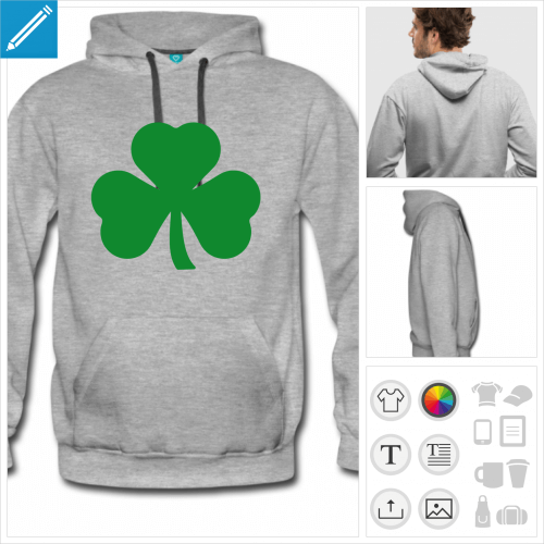 sweat-shirt homme trfle irlandais  crer soi-mme