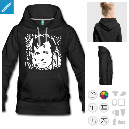 hoodie noir Jack Kerouac  personnaliser et imprimer en ligne