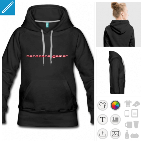 sweat-shirt  capuche gamer  personnaliser et imprimer en ligne