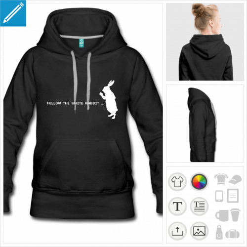 hoodie Lapin blanc  personnaliser et imprimer en ligne