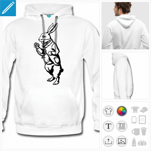 hoodie homme Lapin blanc  crer en ligne