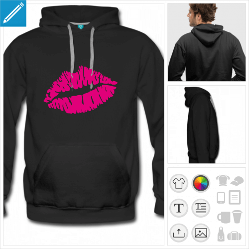 sweat  capuche kiss  crer en ligne