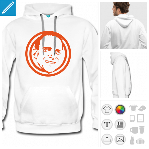 hoodie homme Boris Vian  imprimer en ligne