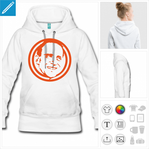 sweat-shirt  capuche Boris Vian  personnaliser et imprimer en ligne