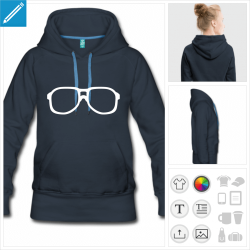 sweat-shirt  capuche lunette urkel  personnaliser, impression unique