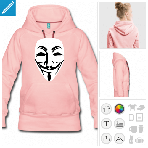 hoodie guy fawkes  personnaliser, impression unique