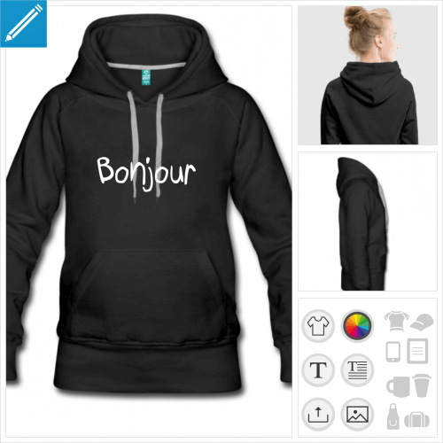 hoodie bonjour  personnaliser et imprimer en ligne