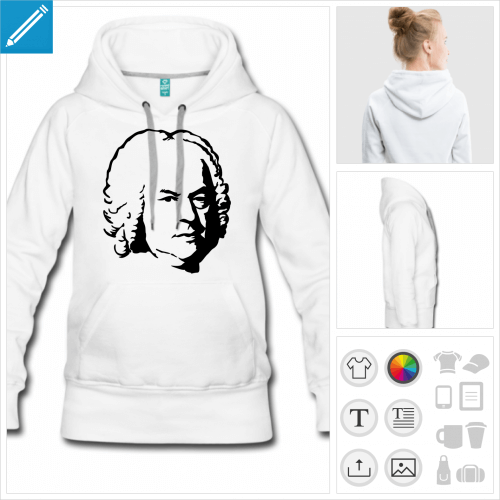 hoodie pour femme I'll be Bach personnalisable