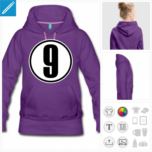 hoodie femme Chiffre 9  crer en ligne