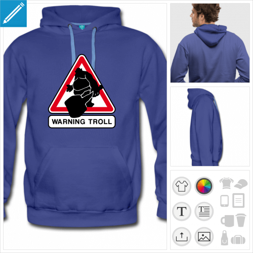 hoodie troll  personnaliser, impression unique